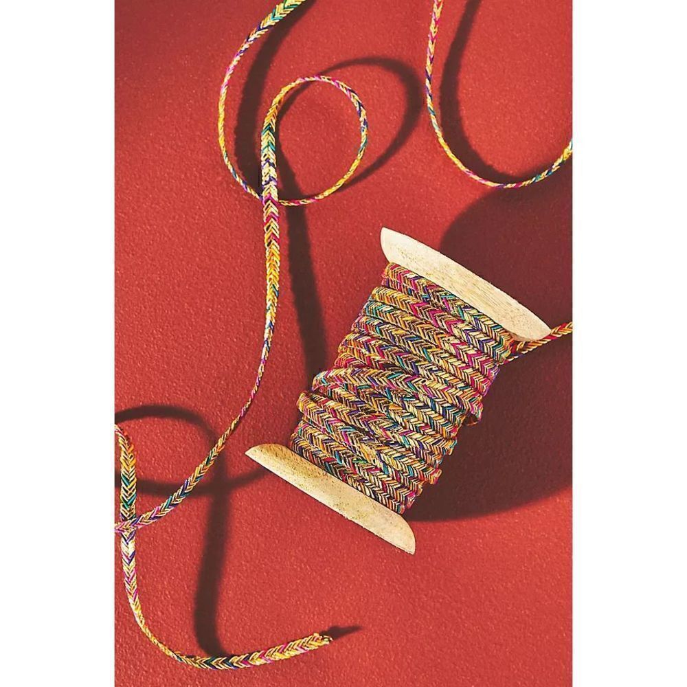 Anthropologie Braided Metallic Ribbon Rainbow Lurex Spool NEW